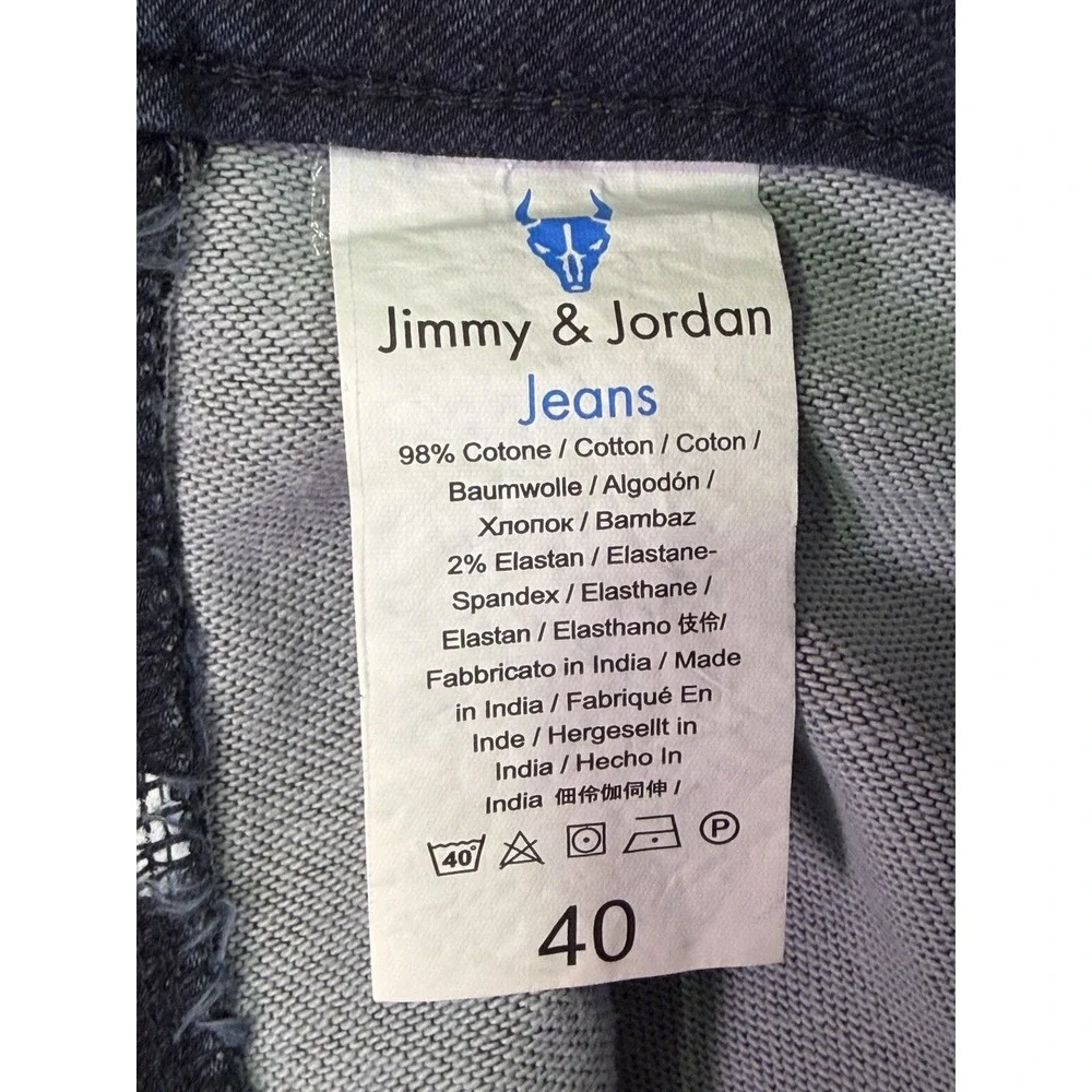 Jimmy & Jordan Moto Jeans Mens 40x26 Blue Straight Balloon Fit Dark Wash Denim